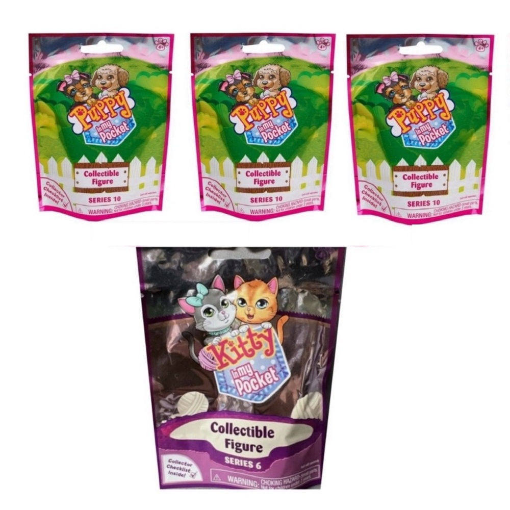 3pkPuppy/1pkkitty in My Pocket Blind Bag 2” tall collectible figures series 10/6